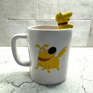 Rae Dunn Magenta Pixar Disney UP Dug Dog Squirrel Double Sided Coffee Mug MINT
